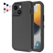 حافظة Entronix للخدمة الشاقة مصممة لهاتف iPhone 13 Mini، حافظة صلبة ثلاثية الطبقات مقاومة للصدمات، أسود