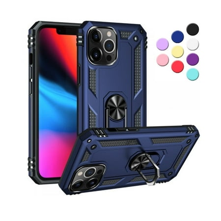 Entronix Heavy Duty Case Designed for iPhone 13 Pro, Rotating Ring Protective Cover, Navy