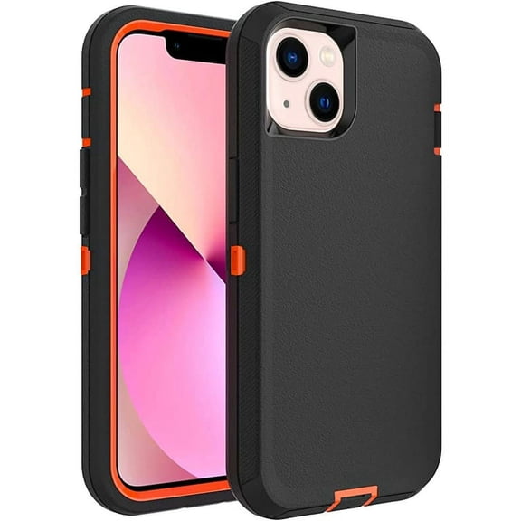 iPhone 13 Heavy Duty Case {Shock Proof Case with 3 Layer Rubber, Shatter Resistant, [Tough Armour] Rugged Case Compatible for iPhone 13} Orange