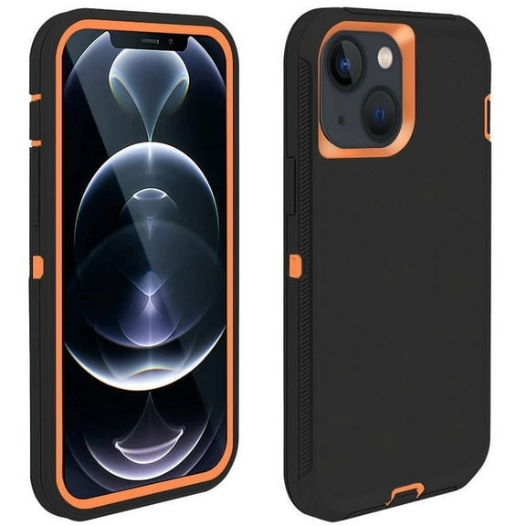Entronix Heavy Duty Case Designed for iPhone 14, Shockproof Triple Layer Rugged Case (Orange)