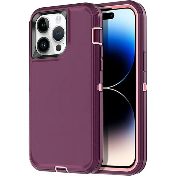 Entronix Heavy Duty Case Designed for iPhone 14 Shockproof Triple Layer Rugged Case (Purple)