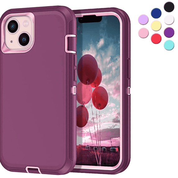 Entronix Heavy Duty Case Designed for iPhone 14 Shockproof Triple Layer Rugged Case, Purple