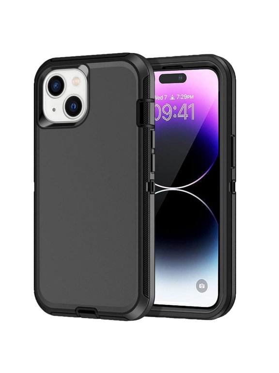Heavy Duty Case Designed for iPhone 15 Shockproof Triple Layer Rugged Case, Black