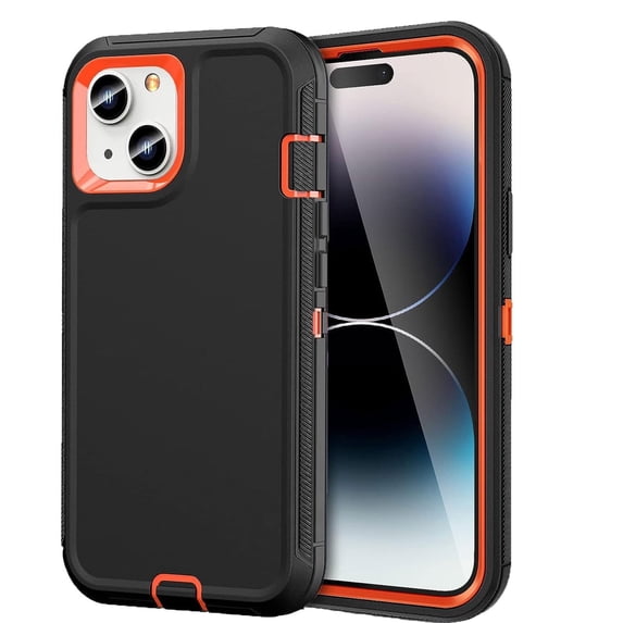 Entronix Heavy Duty Case Designed for iPhone 15 Shockproof Triple Layer Rugged Case, Orange
