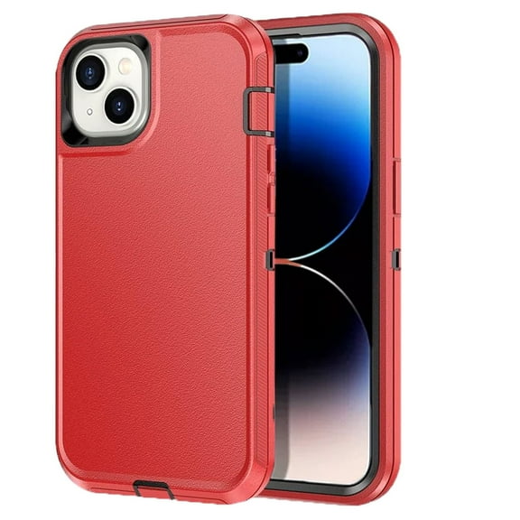 Entronix Heavy Duty Case Designed for iPhone 15 Shockproof Triple Layer Rugged Case, Red
