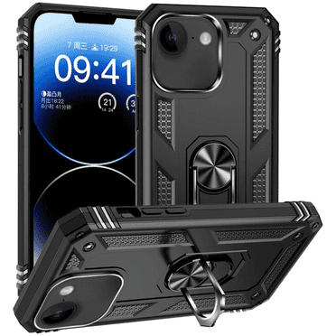 Entronix Heavy Duty Case Designed for iPhone 16e, Rotating Ring Protective Cover, Black