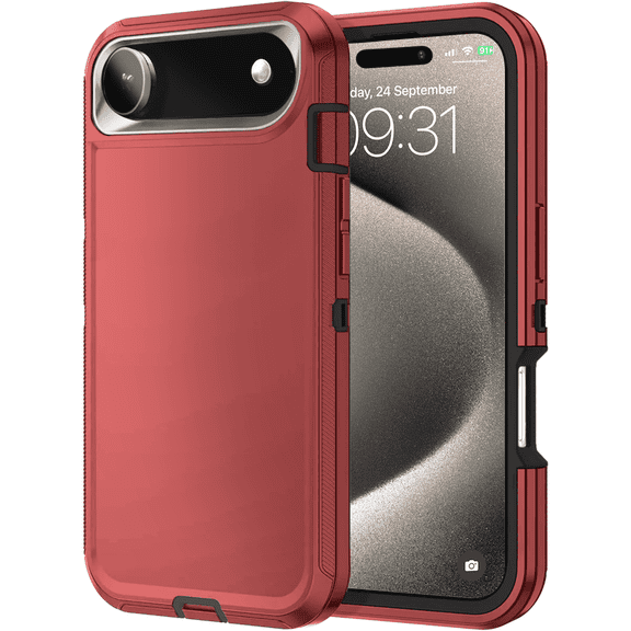 Entronix Heavy Duty Case Designed for iPhone 17 Air, Triple Layer Protection Shockproof Dropproof Dustproof Anti-Scratch Phone, Red