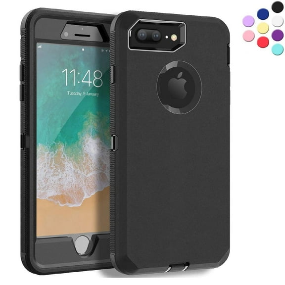 Entronix Polycarbonate Heavy Duty Shockproof Triple Layer Rugged Case Compatible with iPhone 7/8 Plus, Black
