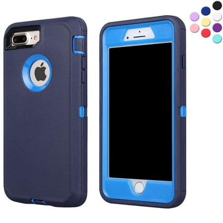 Entronix Heavy Duty Case Designed for iPhone 7/8 Plus Shockproof Triple Layer Rugged Case, Blue
