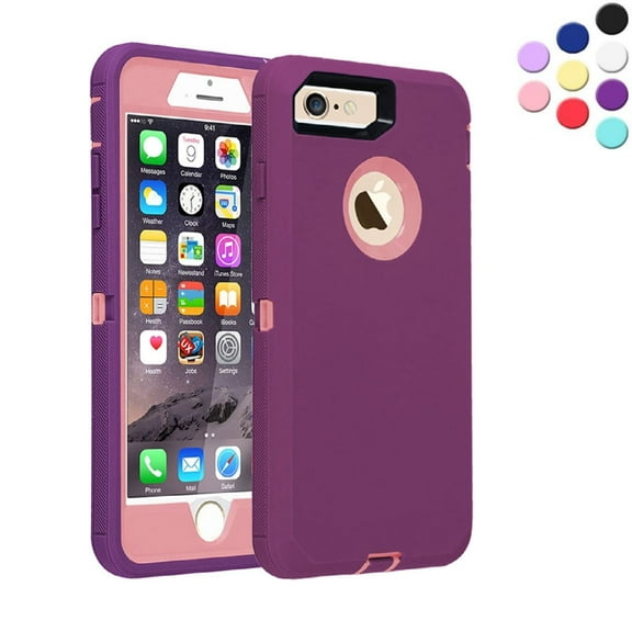 Entronix Heavy Duty Case Designed for iPhone 7/8 Shockproof Triple Layer Rugged Case (Purple)