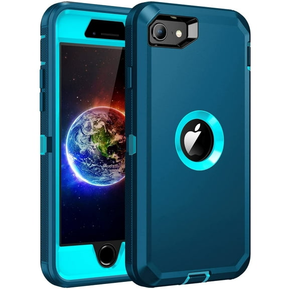 Entronix Heavy Duty Case Designed for iPhone 8 Shockproof Triple Layer Rugged Case, Teal