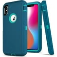 thumbnail image 1 of Entronix Heavy Duty Case Designed for iPhone X/XS Shockproof Triple Layer Rugged Case, Teal, 1 of 6