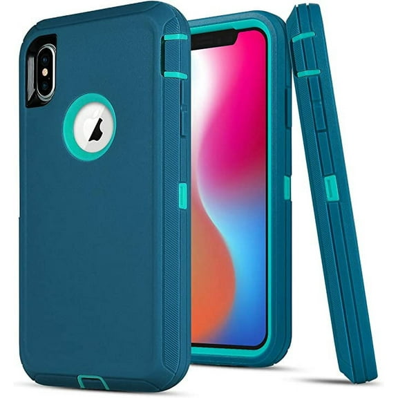 Entronix Heavy Duty Case Designed for iPhone X/XS Shockproof Triple Layer Rugged Case, Teal