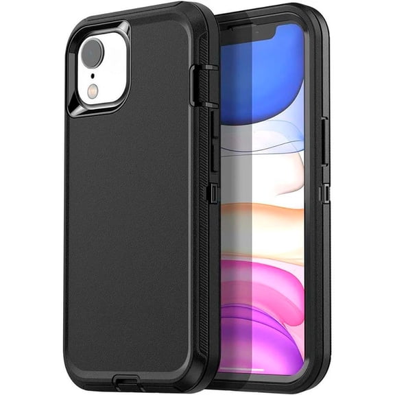 Entronix Heavy Duty Case Designed for iPhone XR, Shockproof Hard Cover, Black