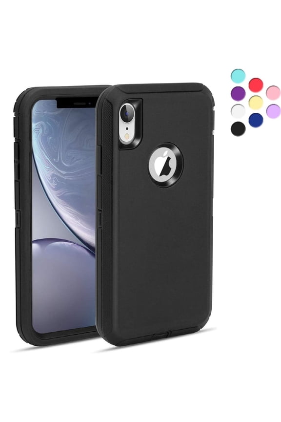 Heavy Duty Case Designed for iPhone XR Shockproof Dustproof Triple Layer Rugged Case, Black