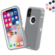 Entronix Heavy Duty Case Designed for iPhone XR Shockproof Triple Layer Rugged Case (Light Grey)