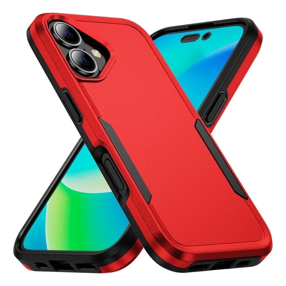 Entronix Heavy Duty Case Compatible with iPhone 16, Hybrid Hard Cover, Red