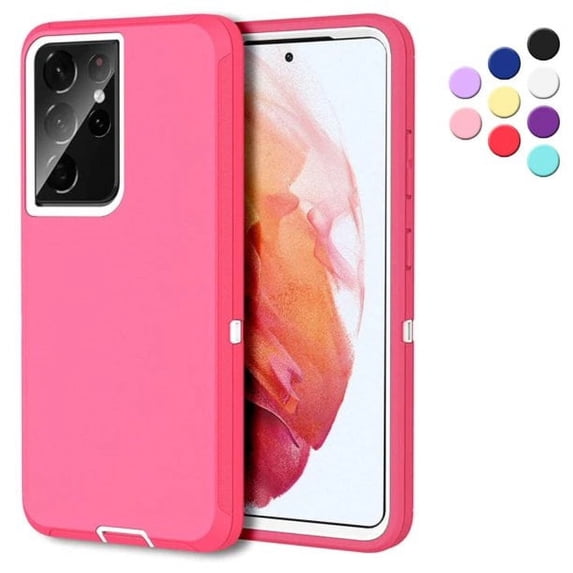 Entronix Heavy Duty Case Compatible with Galaxy S23 Ultra, Shockproof Hard Cover, Pink