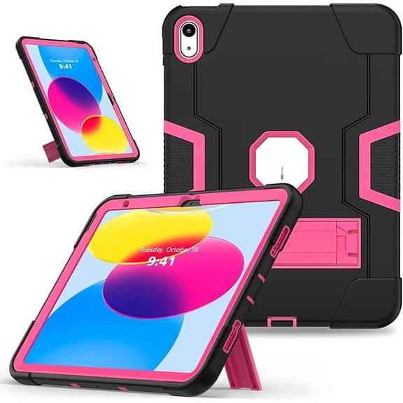 Entronix Heavy Duty Case for iPad Air 11 inch 2024, Slim Heavy Duty Shockproof Rugged Protective Kids Case for iPad Air 11 inch 2024, Hot Pink