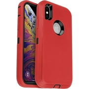 Entronix Heavy Duty Case for iPhone XS Max Shockproof Triple Layer Rugged Case, Red