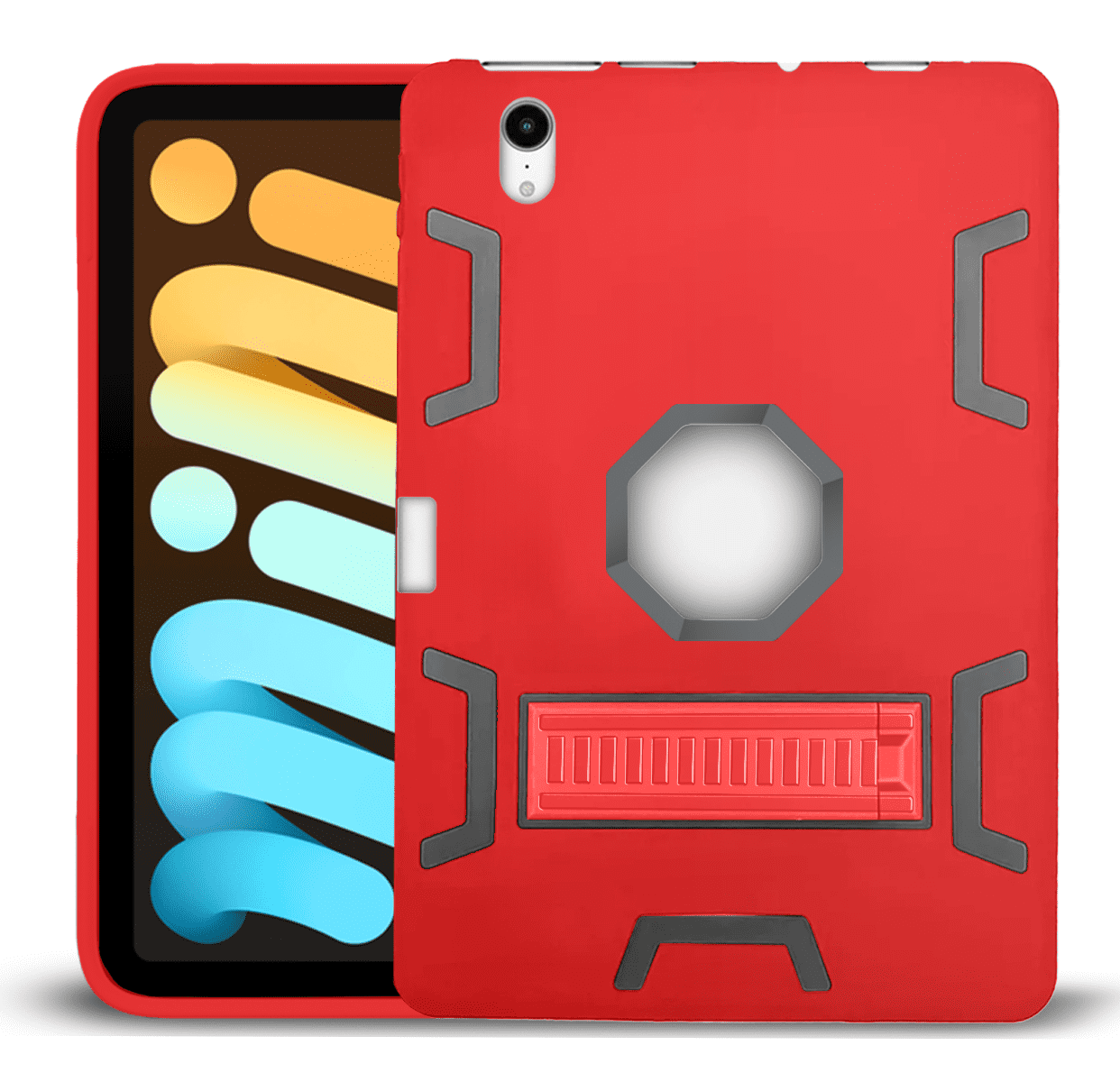 Entronix Heavy Duty Case for iPad Mini 6th Gen, 8.3 Inch 2021 with Pencil Holder, Slim Heavy Duty Shockproof Rugged Protective Kids Case for iPad Mini 6th Generation 8.3”2021,Red