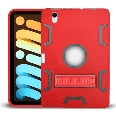 Entronix Heavy Duty Case for iPad Mini 6th Gen, 8.3 Inch 2021 with Pencil Holder, Slim Heavy Duty Shockproof Rugged Protective Kids Case for iPad Mini 6th Generation 8.3”2021,Red