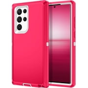 Entronix Heavy Duty Case Compatible with Galaxy S24 Ultra, Shockproof Hard Cover, Pink