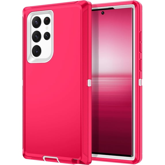 Entronix Heavy Duty Case Compatible with Galaxy S24 Ultra, Shockproof Hard Cover, Pink