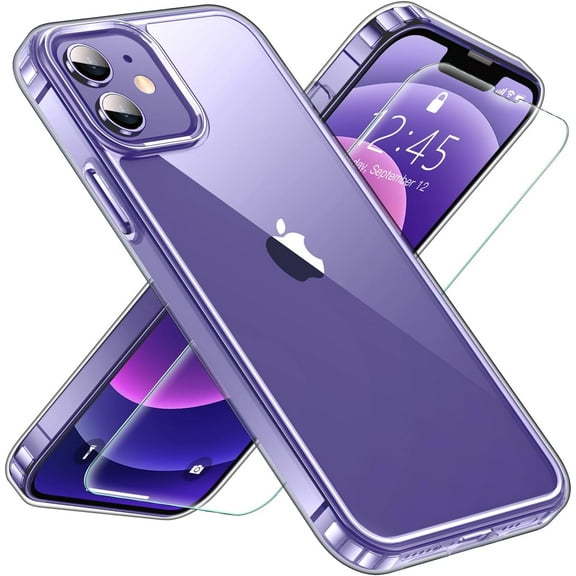 Entronix Heavy Duty Clear Back Cover Cell Phone Case with Tempered Glass for Apple iPhone 11, Clear