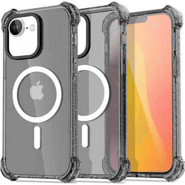 Entronix Heavy Duty Clear Case for iPhone 16e, Slim Shockproof Magnetic Bumper Case, Black