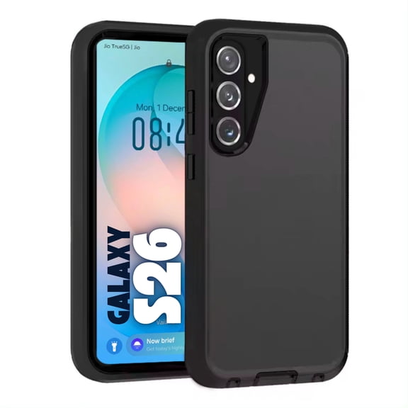 Entronix Heavy Duty Case for Galaxy S26, Shockproof Dustproof Triple Layer Protective Cover, Black