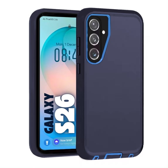 Entronix Heavy Duty Case for Galaxy S26, Shockproof Dustproof Triple Layer Protective Cover, Navy Blue