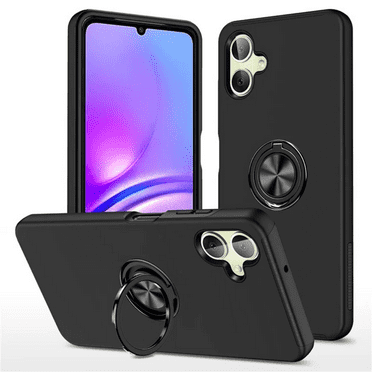 Entronix Heavy Duty Ring Case Designed for Galaxy A06, Shockproof Slim Fit Kickstand, Black