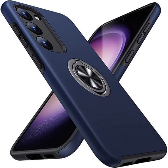 Entronix Heavy Duty Ring Case Designed for Galaxy S23, Shockproof Slim Fit Kickstand, Blue