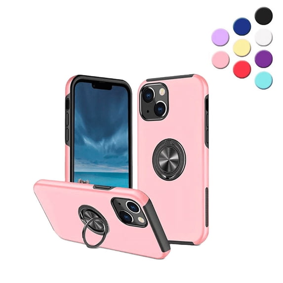 Entronix Protective Case Compatible with iPhone 14 Plus, Ring Holder Slim Cover, Pink