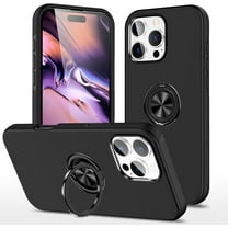 Entronix Heavy Duty Ring Case Designed for iPhone 16 Pro Max, Shockproof Slim Fit Kickstand, Black