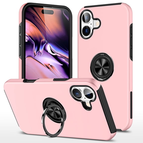 Entronix Protective Case Compatible with iPhone 17, Ring Holder Slim Cover, Pink