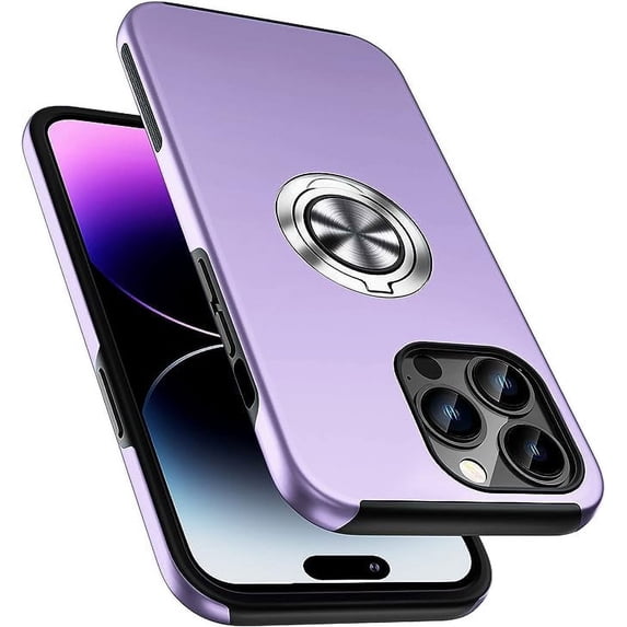 Entronix Protective Case Compatible with iPhone 15 Pro, Ring Holder Slim Cover, Purple