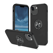Entronix Heavy Duty Ring Holder Case for iPhone 16e, Shockproof Slim Fit Kickstand, Black