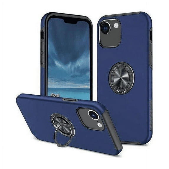 Entronix Heavy Duty Ring Holder Case for iPhone 16e, Shockproof Slim Fit Kickstand, Blue