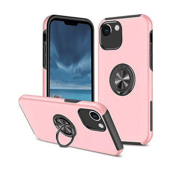 Entronix Heavy Duty Ring Holder Case for iPhone 16e, Shockproof Slim Fit Kickstand, Pink