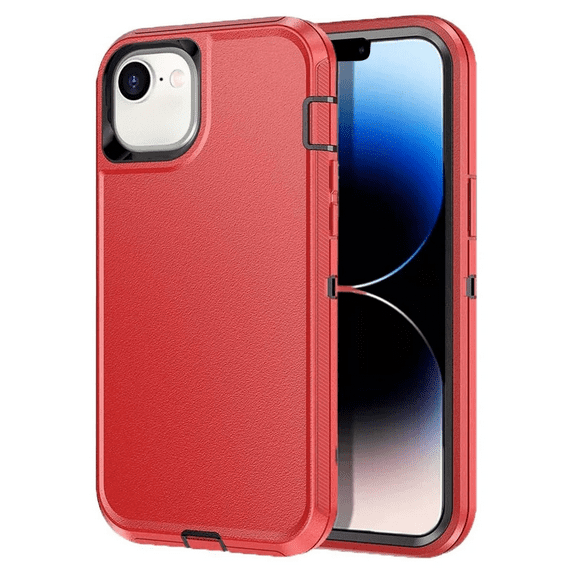 Entronix Heavy Duty Rugged Case for iPhone 16e, Triple Layer Shockproof Dustproof, Red