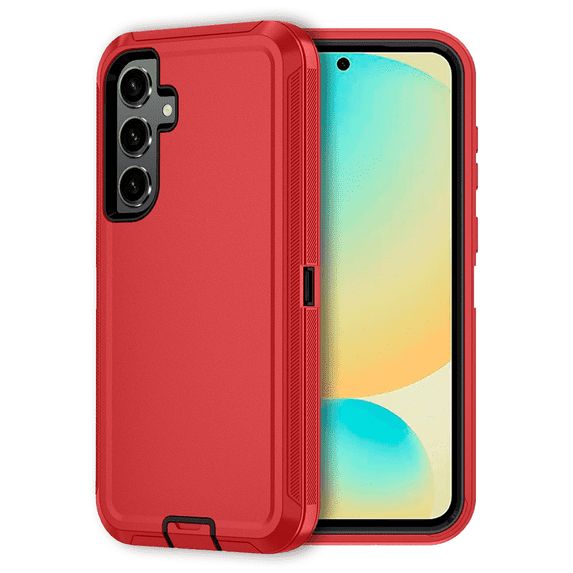 Entronix Heavy Duty Case Compatible with Galaxy S24 FE, Shockproof Hard Cover, Red