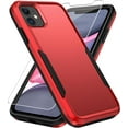 thumbnail image 1 of Entronix Heavy Duty Shockproof Cell Phone Case for Apple iPhone 11 with Screen Protector, Red, 1 of 6