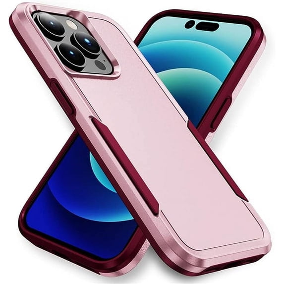 Entronix Heavy Duty Case Compatible with iPhone 15 Pro Max, Slim Hard Cover, Pink