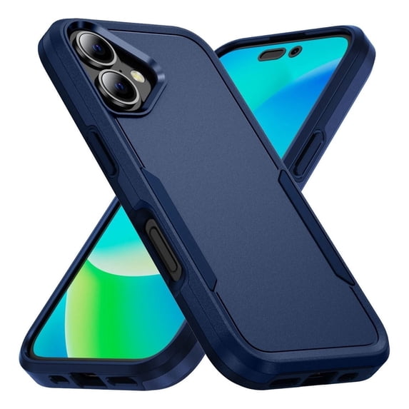 Entronix Heavy Duty Case Compatible with iPhone 16 Plus, Hybrid Hard Cover, Navy Blue