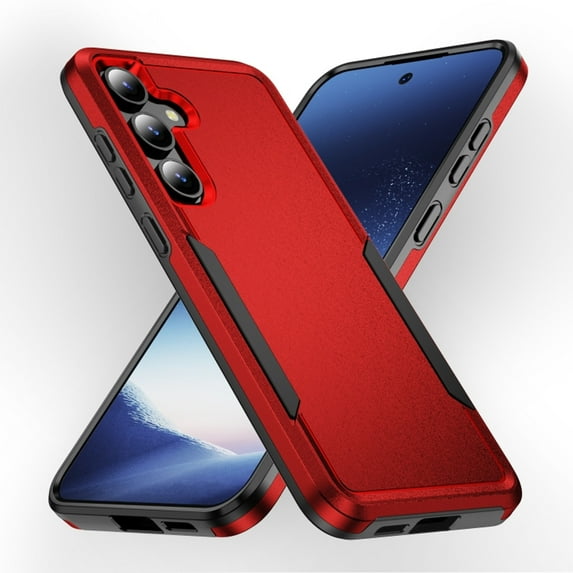 Entronix Heavy Duty Sleek Case for Galaxy S25, Shockproof AntiDrop Hybrid Protection, Red