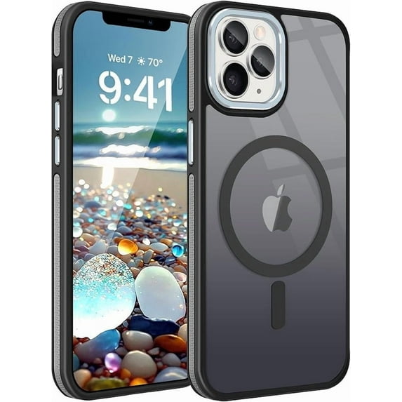 Entronix Heavy Duty Slim Phone Case Compatible with Magsafe for Apple iPhone 16 Pro Magnetic Case, Shockproof Translucent Matte Case for Apple iPhone 16 Pro, Black