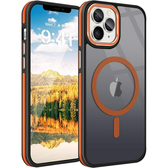 Entronix Heavy Duty Slim Phone Case Compatible with Magsafe for Apple iPhone 16 Pro Magnetic Case, Shockproof Translucent Matte Case for Apple iPhone 16 Pro, Orange