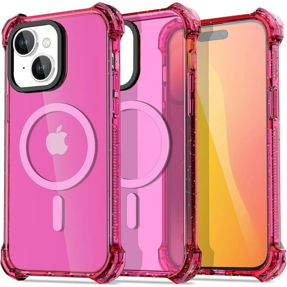 Entronix Heavy Duty Slim Phone Case Designed for Apple iPhone 16, Magnetic Bumper Case, Shockproof Translucent Case for Apple iPhone 16, Pink